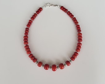 Red Coral Necklace, Round Coral Beads, Etnic Jewelry, Coral Choker, Vintage Style Jewelry, Ukrainian Coral Necklace, Jewelry Sale