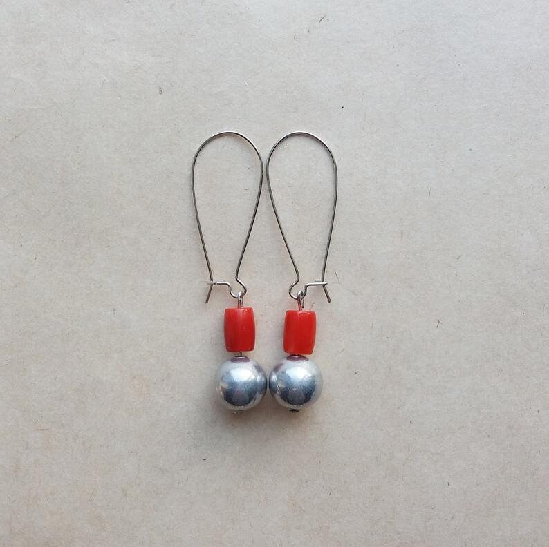 Coral Jewelry Set Red Coral Necklace and Earrings Real Coral Beads Red Coral Jewelry Set Genuine Coral Set Of Jewelry Vintage Jewelry