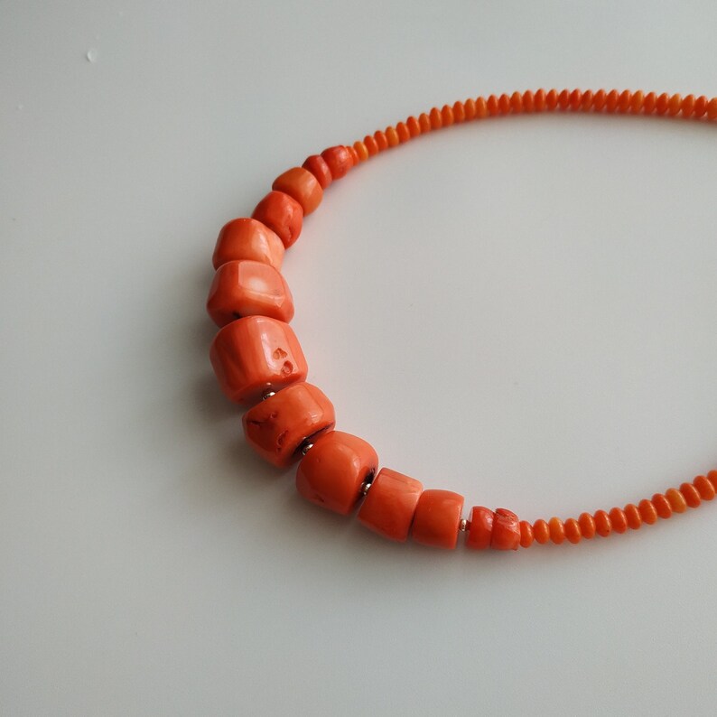 Genuine Orange Coral Jewelry Antique Coral Necklace Style Etsy