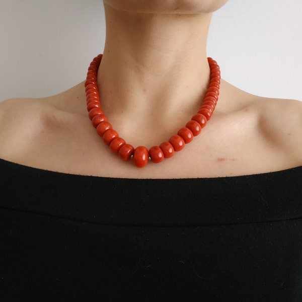 Coral Necklace, Biп Coral Beads, Minimalist Choker, Ukraine Coral Beads, Vintage Style, Ethnic Jewelry, Xmas Gift For Her, Christmas Sale