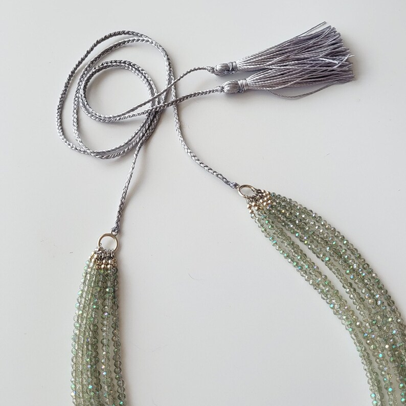 Collar de cuentas de vidrio verde, estilo étnico ucraniano, regalo vintage imagen 3
