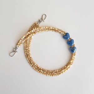 Mother of Pearl Beaded Necklace with Ceramic Heart Pendants