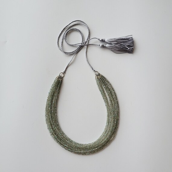 Green Glass Bead Necklace, Ukrainian Ethnic Style, Vintage Gift