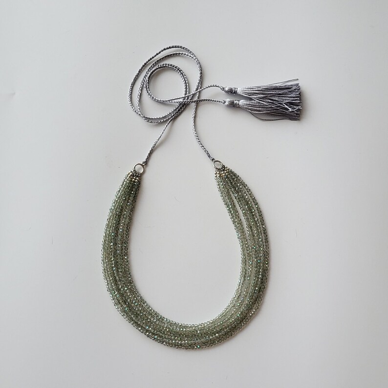 Collar de cuentas de vidrio verde, estilo étnico ucraniano, regalo vintage imagen 1