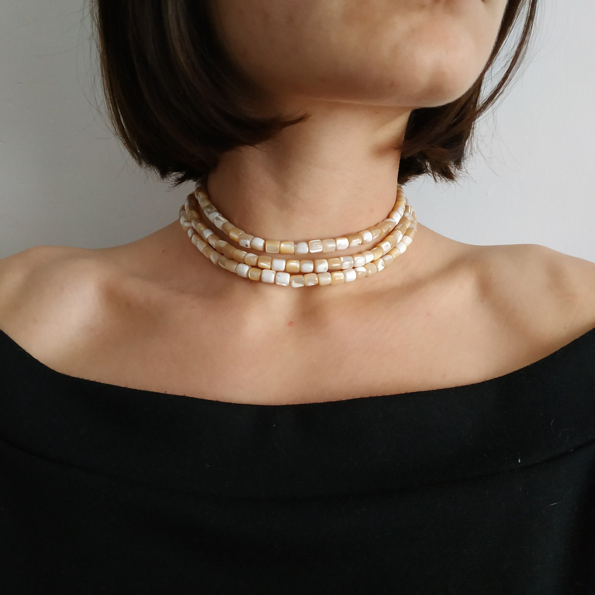 Shell Choker Mother of Pearl Necklace Genuine Mother of Etsy