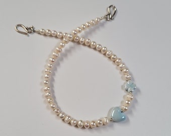 Genuine Pearl Necklace, Ceramic Bead Choker, Summer Pearls