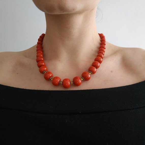 Vintage orange coral necklace deals
