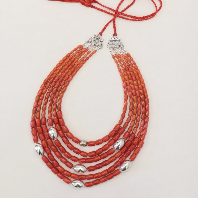 Vintage Coral Necklace Silver Coral Jewelry Ukrainian Necklace with Coral Genuine Beaded Jewelry Real Red Coral Boho Necklace Victorian