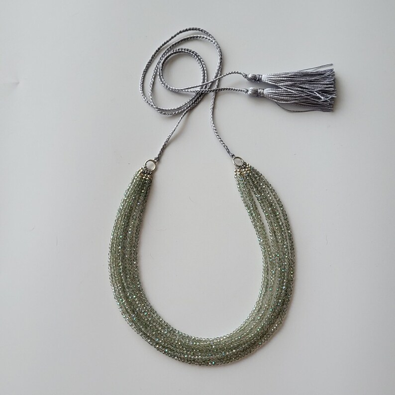 Collar de cuentas de vidrio verde, estilo étnico ucraniano, regalo vintage imagen 4