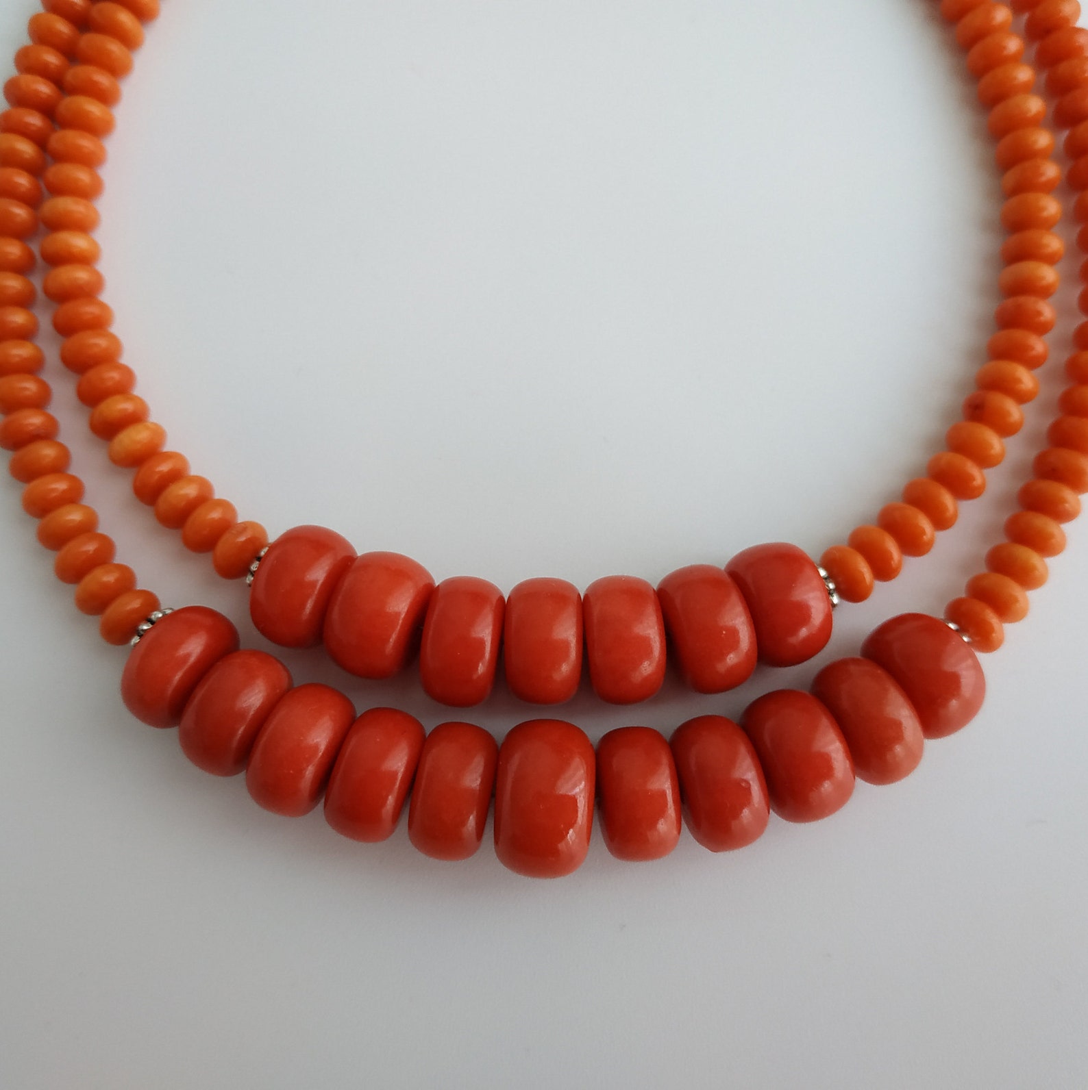 Orange Coral Necklace Real Coral Jewelry Vintage Style | Etsy