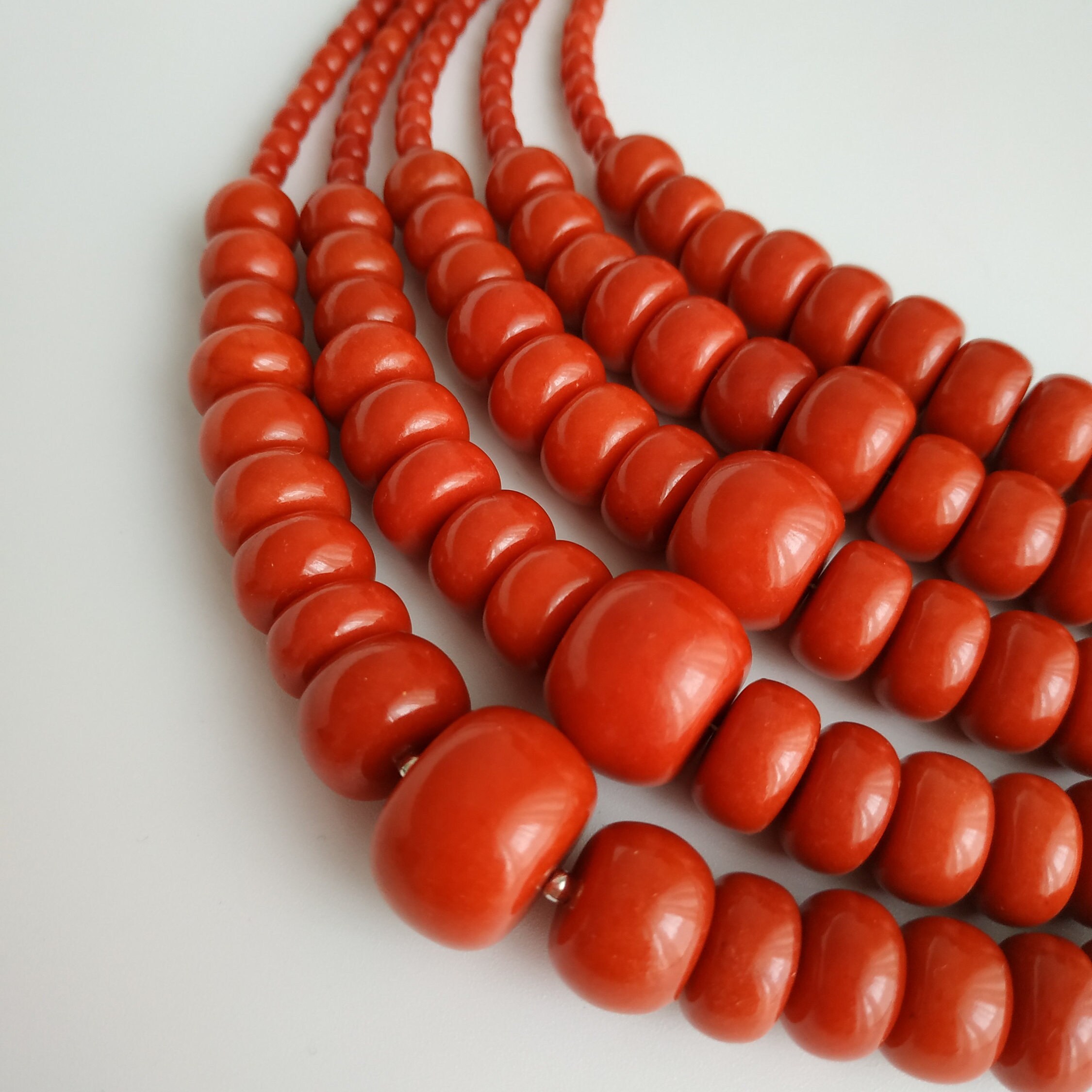 Orange Coral Jewelry Vintage Style Big Coral Necklace Etsy