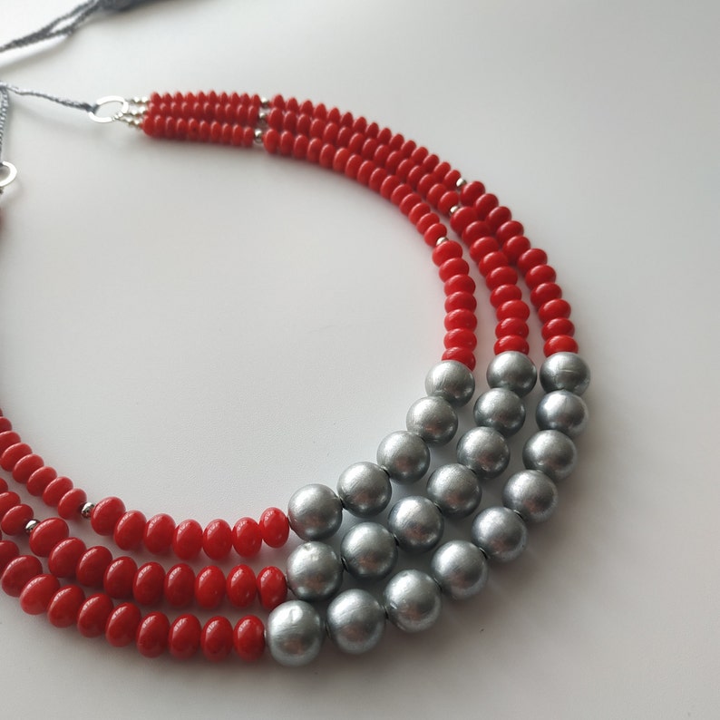 Coral Beaded Necklace Ethnic Style Jewelry Red Coral Beads Etsy