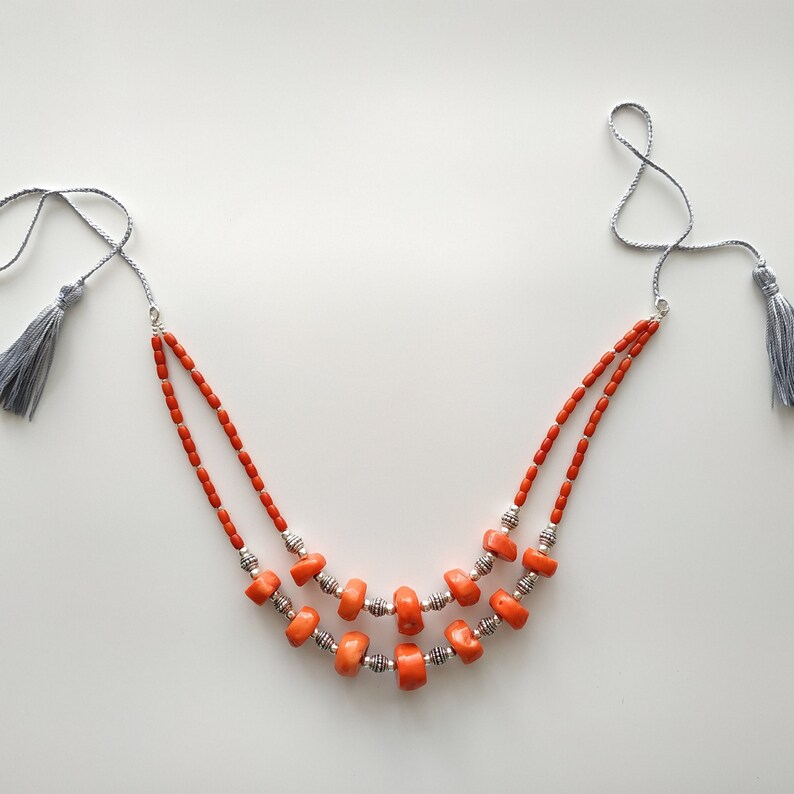 Orange Coral Jewelry Real Coral Necklace Vintage Style Etsy