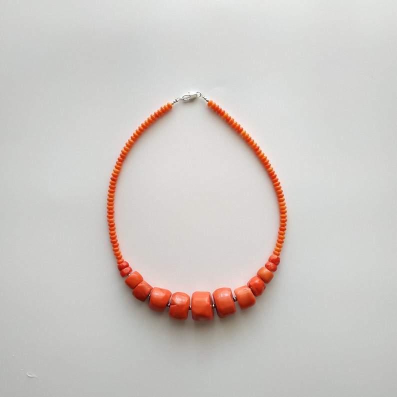 Genuine Orange Coral Jewelry Antique Coral Necklace Style Etsy