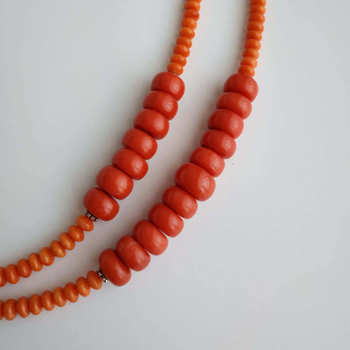 Orange Coral Necklace Real Coral Jewelry Vintage Style | Etsy