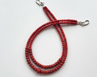 Minimalist Dyed Coral Necklace, Vintage Style, Ukrainian Design