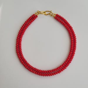 Choker met rode koraalkralen, ketting in Oekraïense stijl, minimalistische sieraden