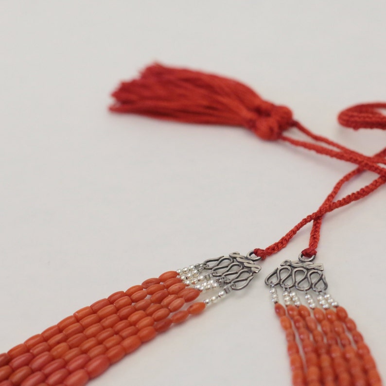 Vintage Coral Necklace Silver Coral Jewelry Ukrainian Necklace with Coral Genuine Beaded Jewelry Real Red Coral Boho Necklace Victorian
