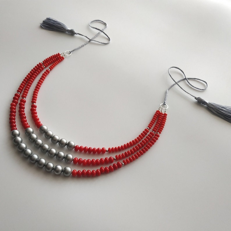 Coral Beaded Necklace Ethnic Style Jewelry Red Coral Beads Etsy