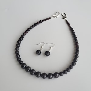 Natural Garnet Jewelry Set: Beaded Necklace & Earrings, Genuine Garnet Jewellery, Anniversary Gift for Wife