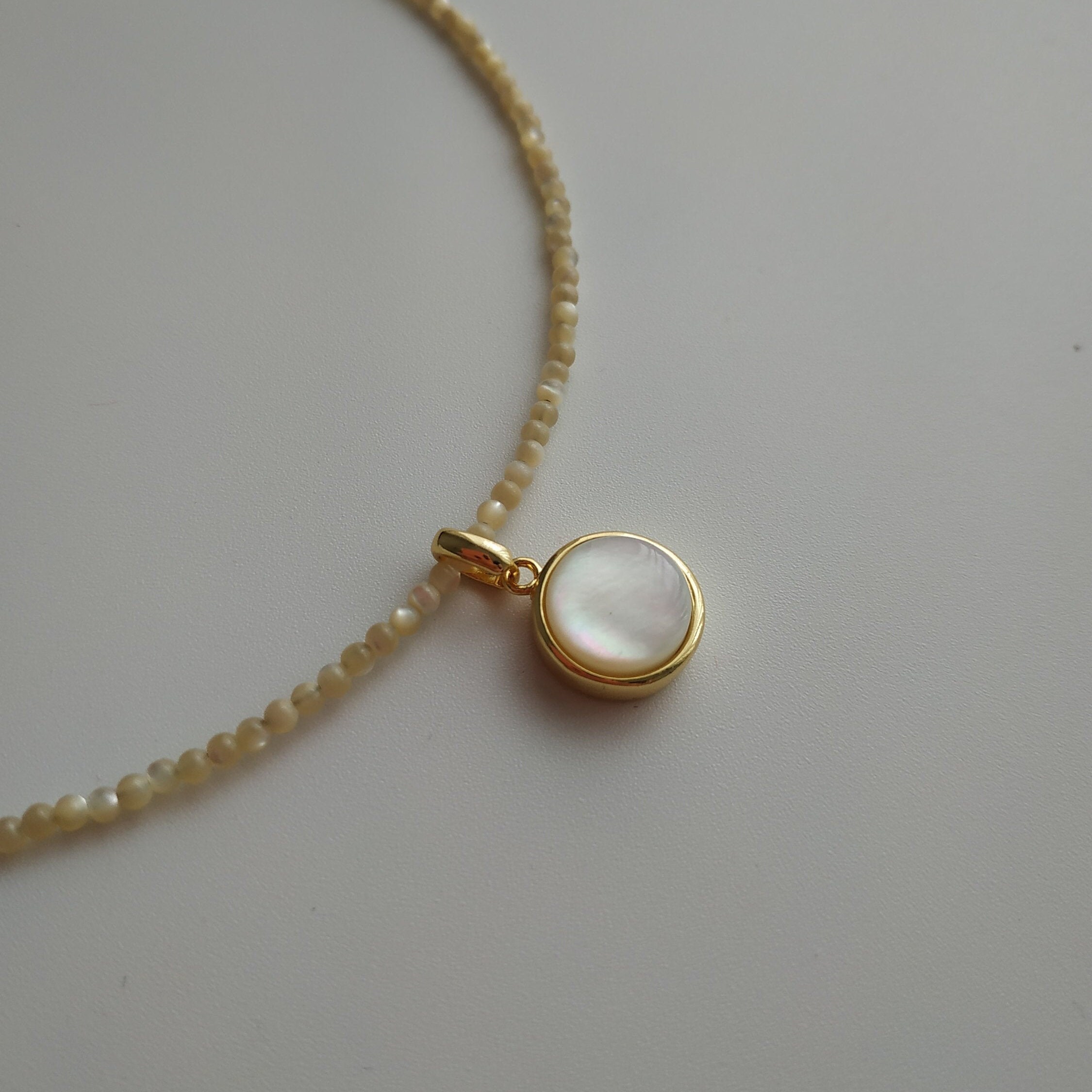 Mother Of Pearls Necklace With Pendant Summer Nacre Necklace V Etsy