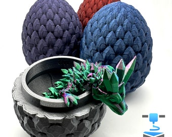 Dragon Egg with Surprise Baby Dragon, 3D Printed