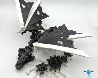 Articulating Skeleton Winged Dragon, 3D Printed, 18"