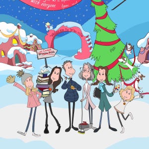 Spersonalizowana karta Grinchmas, kartka świąteczna z kreskówek, ilustracje rodzinne do druku, cyfrowa kartka z pozdrowieniami na rok 2024, nie generowana przez sztuczną inteligencję