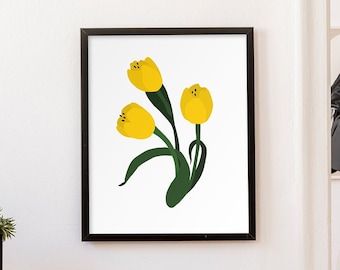 Printable Yellow Tulip Botanical Wall Art Print