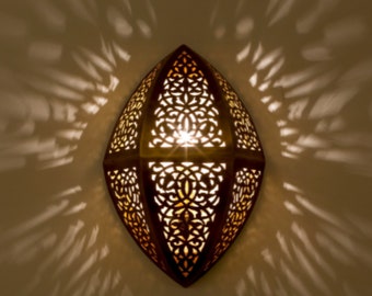 beautiful handmade Moroccan antique brass diamond shape wall light