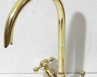 Beautiful handmade moroccan brass swan neck faucet