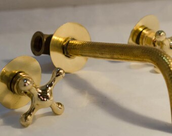 Moroccan Hammered brass Moroccan Wall Faucet Full Handmade with connectors