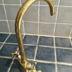 Moroccan handmade Faucet Swan Neck Brass Copper Engraved image 4