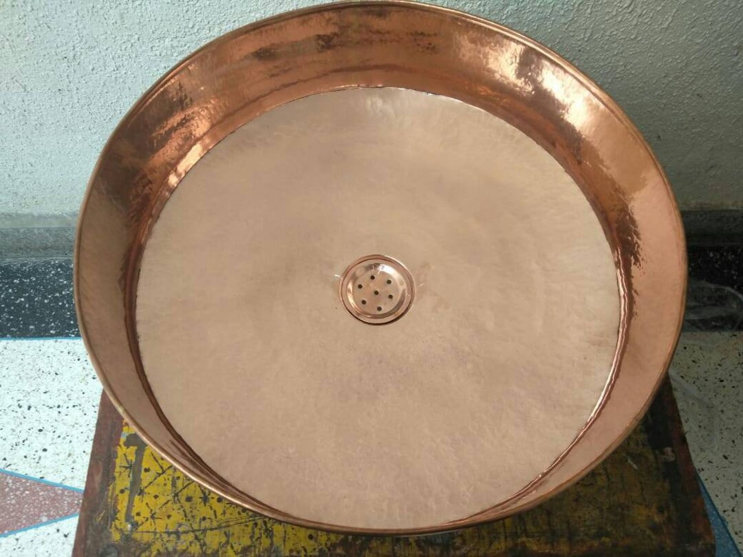 Beautiful Handmade Hammered Moroccan Counter Top Copper Round Sink With ...