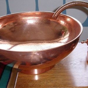 Handmade moroccan hammered copper counter top basin with plug and waste+ beautiful copper Faucets-Hand hammered