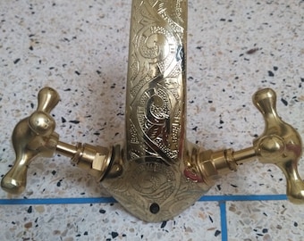 Hand engraved Moroccan brass gold colour chunky mixer wash basin tap