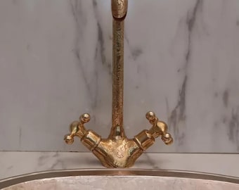 Moroccan handmade Faucet Swan Neck Brass copper Engraved
