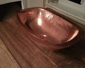 moroccan large handmade hammered oval copper sink