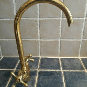 Moroccan handmade Faucet Swan Neck Brass Copper Engraved image 3
