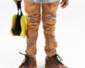 Orange UNISEX distressed denim skinny jeans orange toddler jeans ORANGE distressed denim toddler ripped jeans halloween outfit
