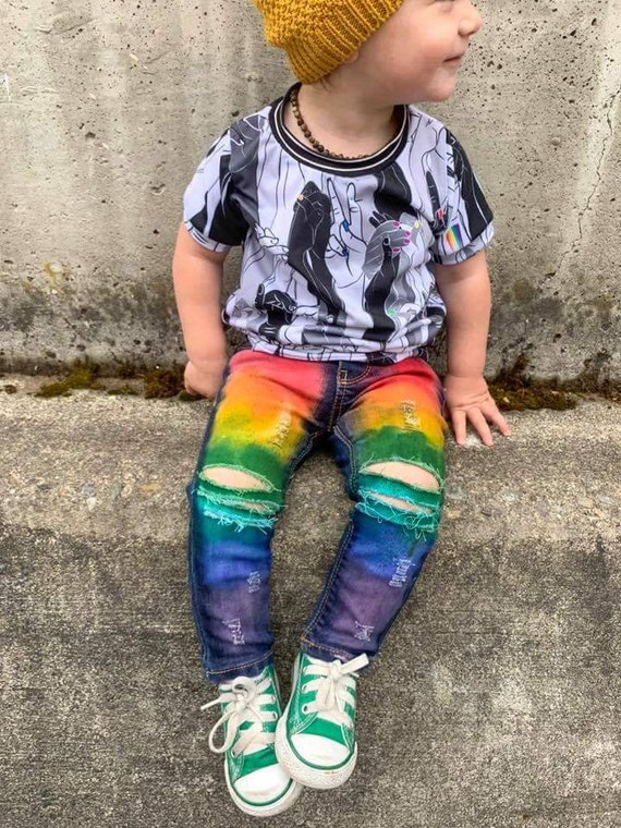 rainbow ripped jeans