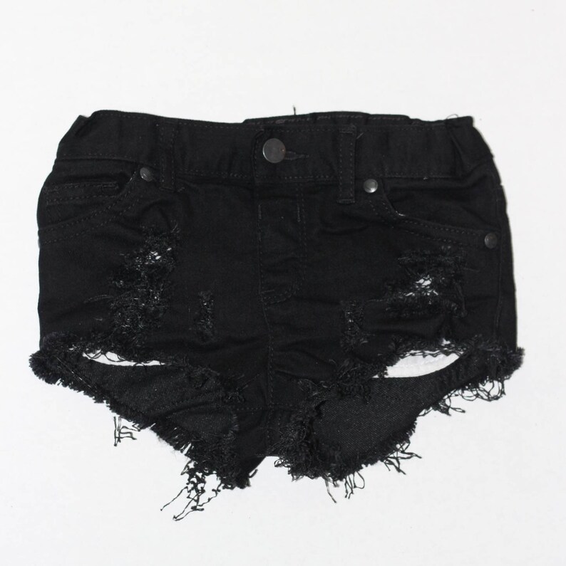 Girls Black Distressed Denim Shorts/baby Distressed Etsy