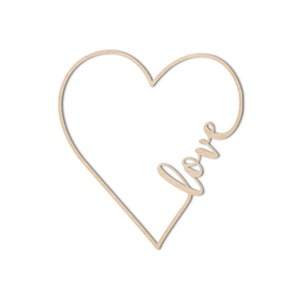 Unfinished Wooden Love Heat Blank | Love Heart Wood Cutout Shape | Laser Cut Blanks | Unfinished | DIY Craft Blanks