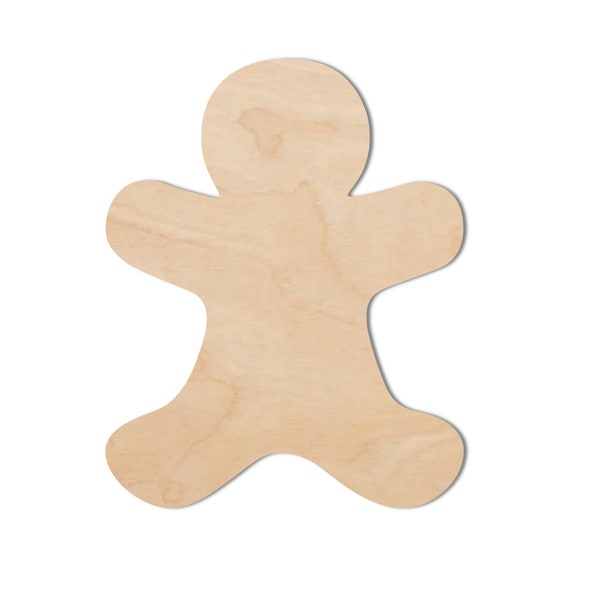 Unfinished Wooden Gingerbread Man Wood Blank | Gingerbread Man Wood Cutout Shape | Laser Cut Blanks | Unfinished | DIY Craft Blanks