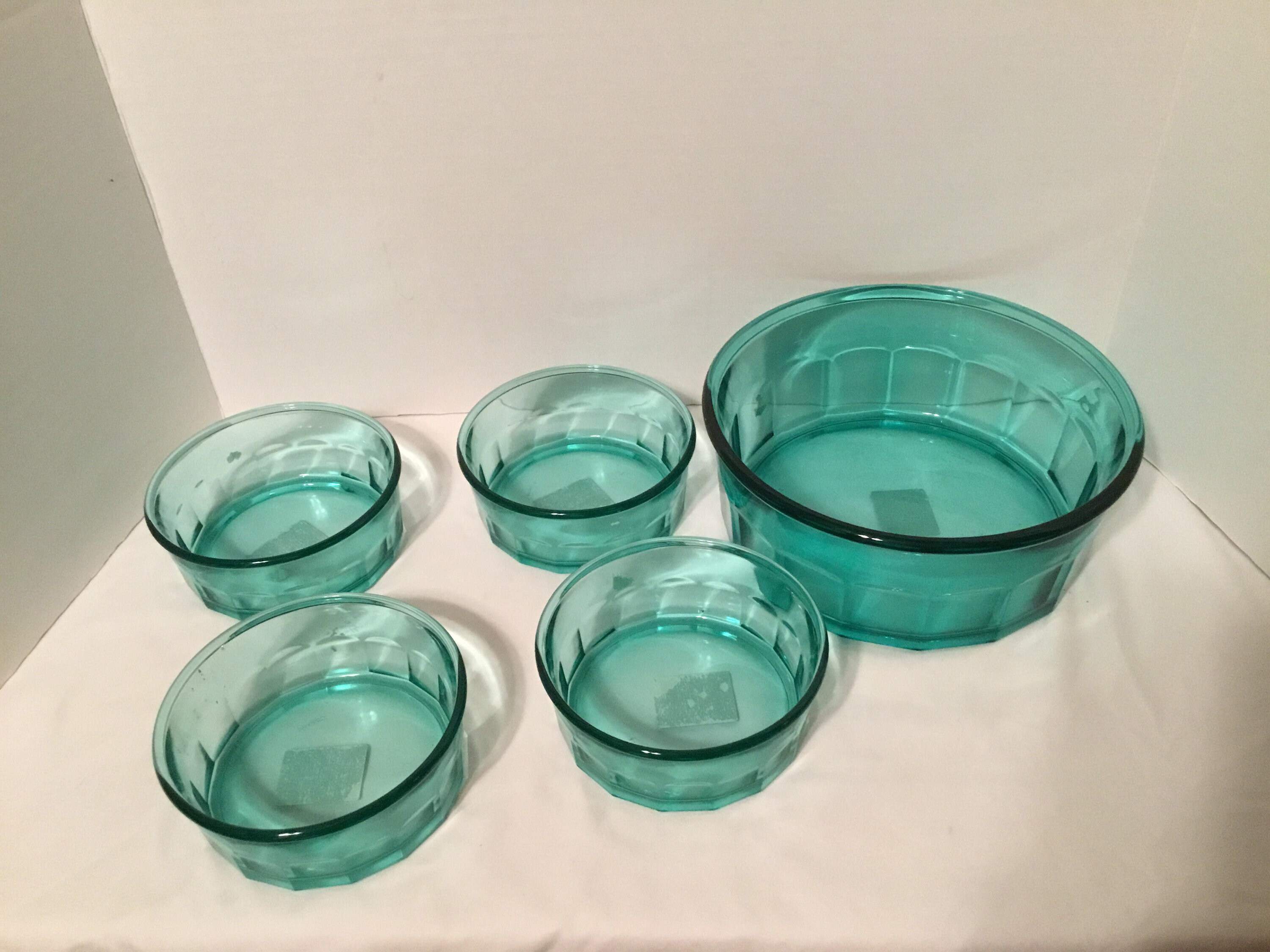 Rare Nwt Teal Salad Or Desert Bowl Arcoroc France 5 Piece Set Etsy