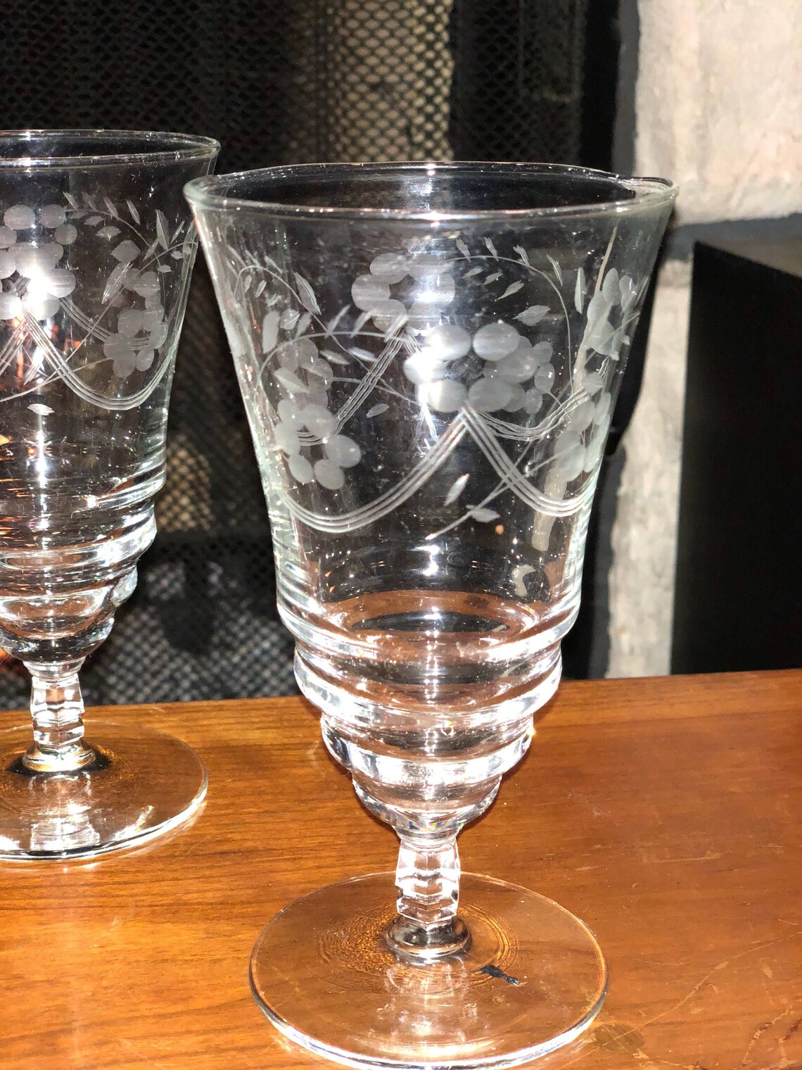 Libby Glass Antique Libby Rock Sharpe 1940's Clear Etched Etsy