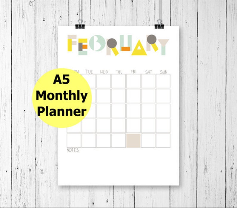filofax a5 printable half page planner a5 monthly calendar etsy