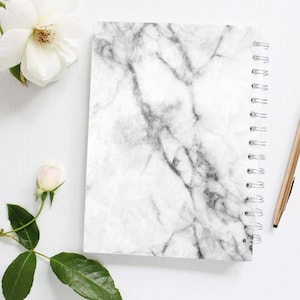 Grey Marble Notebook, Lined Notebook, Spiral Notebook, Lined Journal, Minimalist Notebook, Cute Notebook for Kids, Back to School Notebook image 3