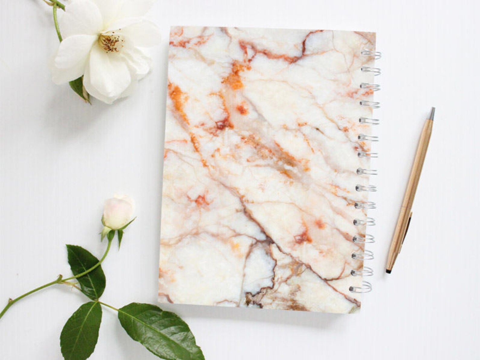 Marble Notebook Lined Notebook Spiral Notebook Large Etsy