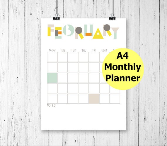 Printable Wall Calendar Printable Calendar Monthly Wall | Etsy